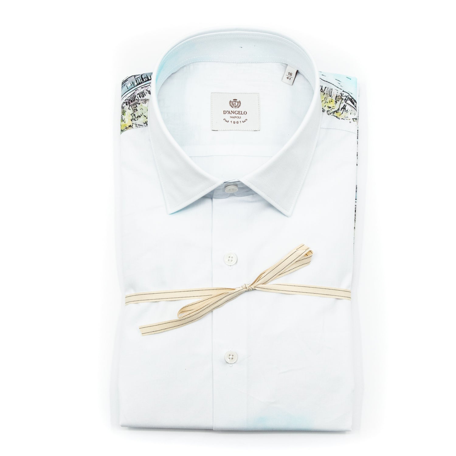 Camicia Bianca con Dettagli Interni Fantasia