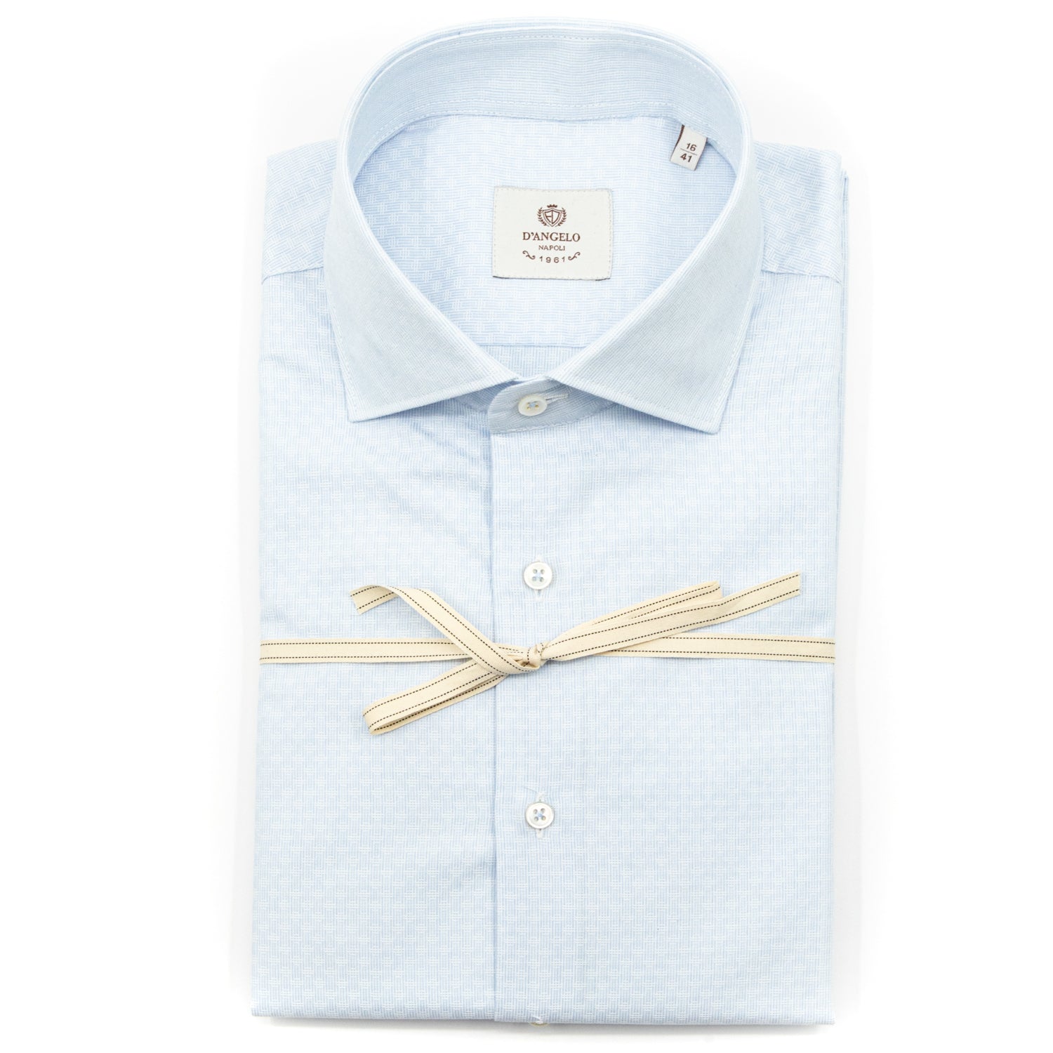 Camicia Micro Fantasia Azzurro Chiaro