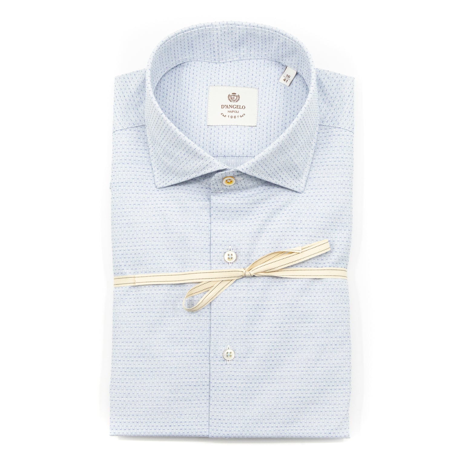 Camicia Micro Fantasia Azzurro Chiaro