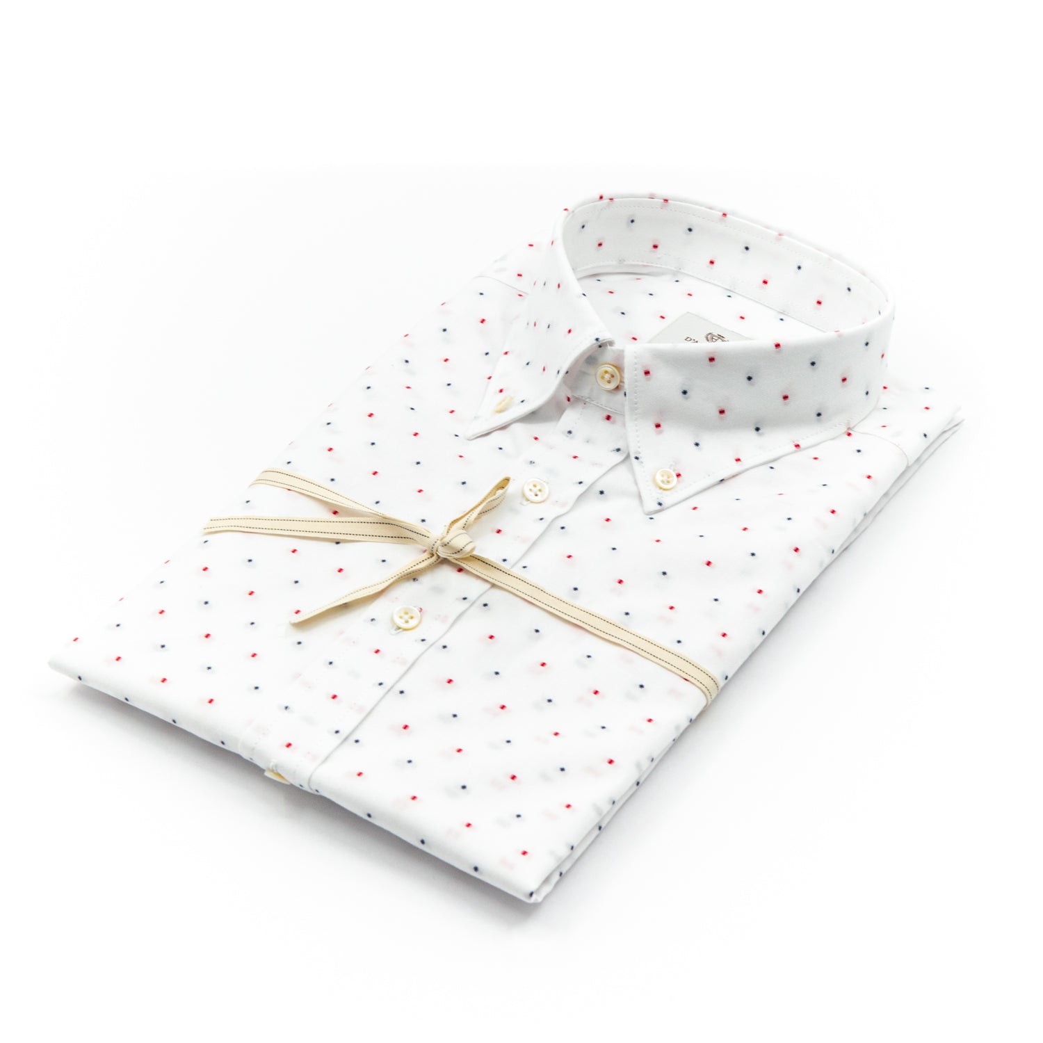 Camicia Micro Fantasia Pois Rosso/Blu