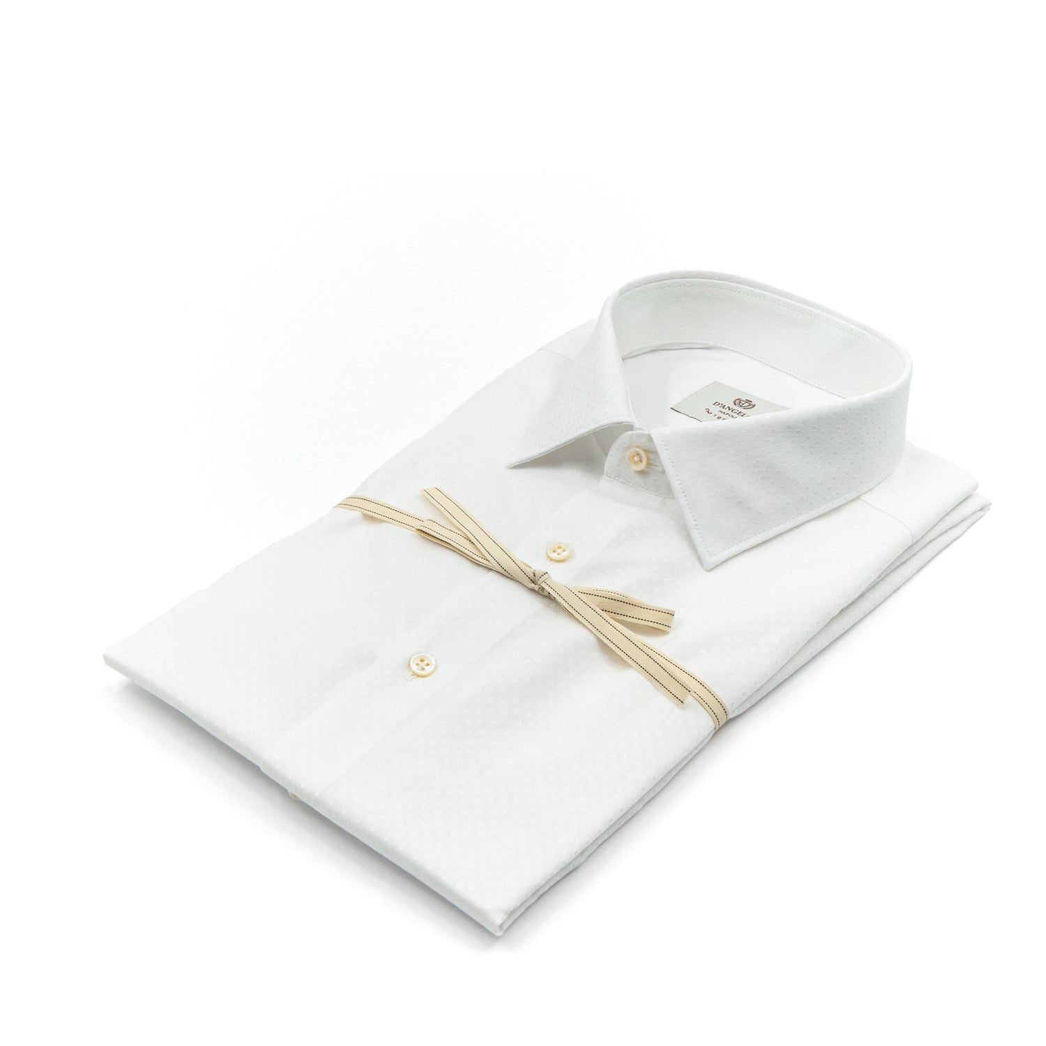Camicia Bianca in Cotone con Colletto Lavorato
