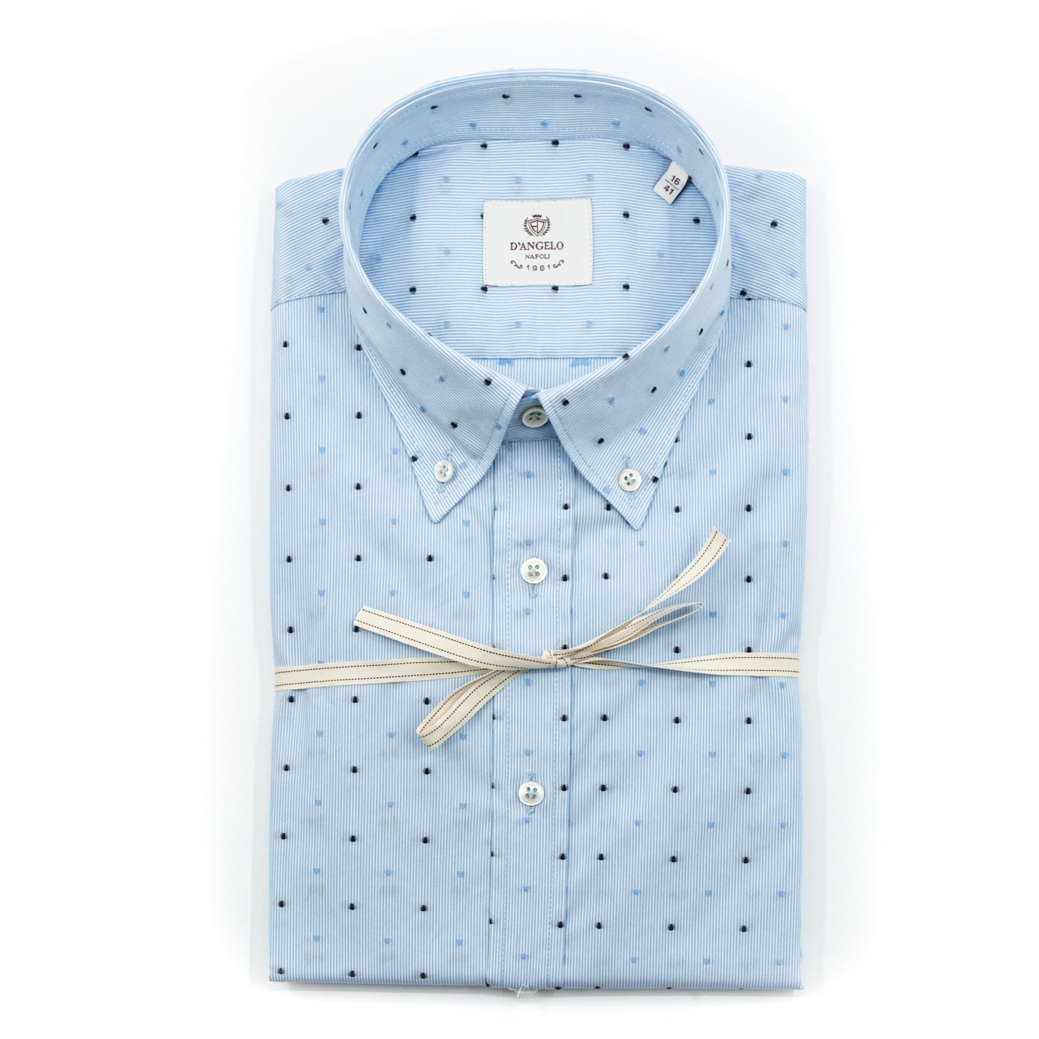 Camicia Azzurra Microfantasia in Cotone