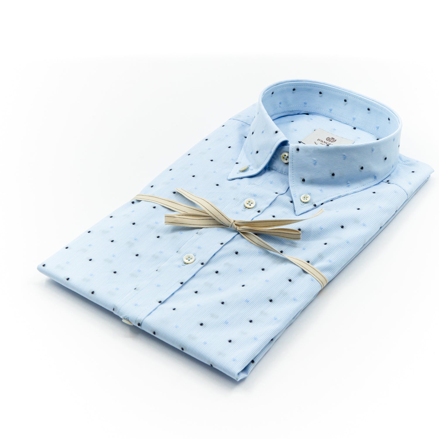 Camicia Azzurra Microfantasia in Cotone