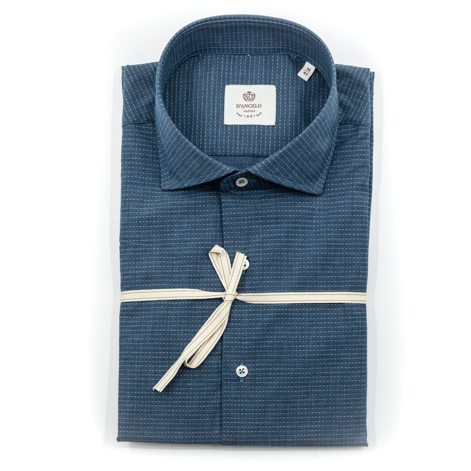 Camicia Blu con Micro Fantasia