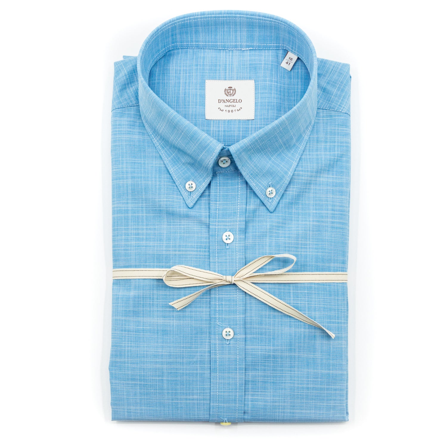 Camicia Azzurra in Cotone Effetto Lino
