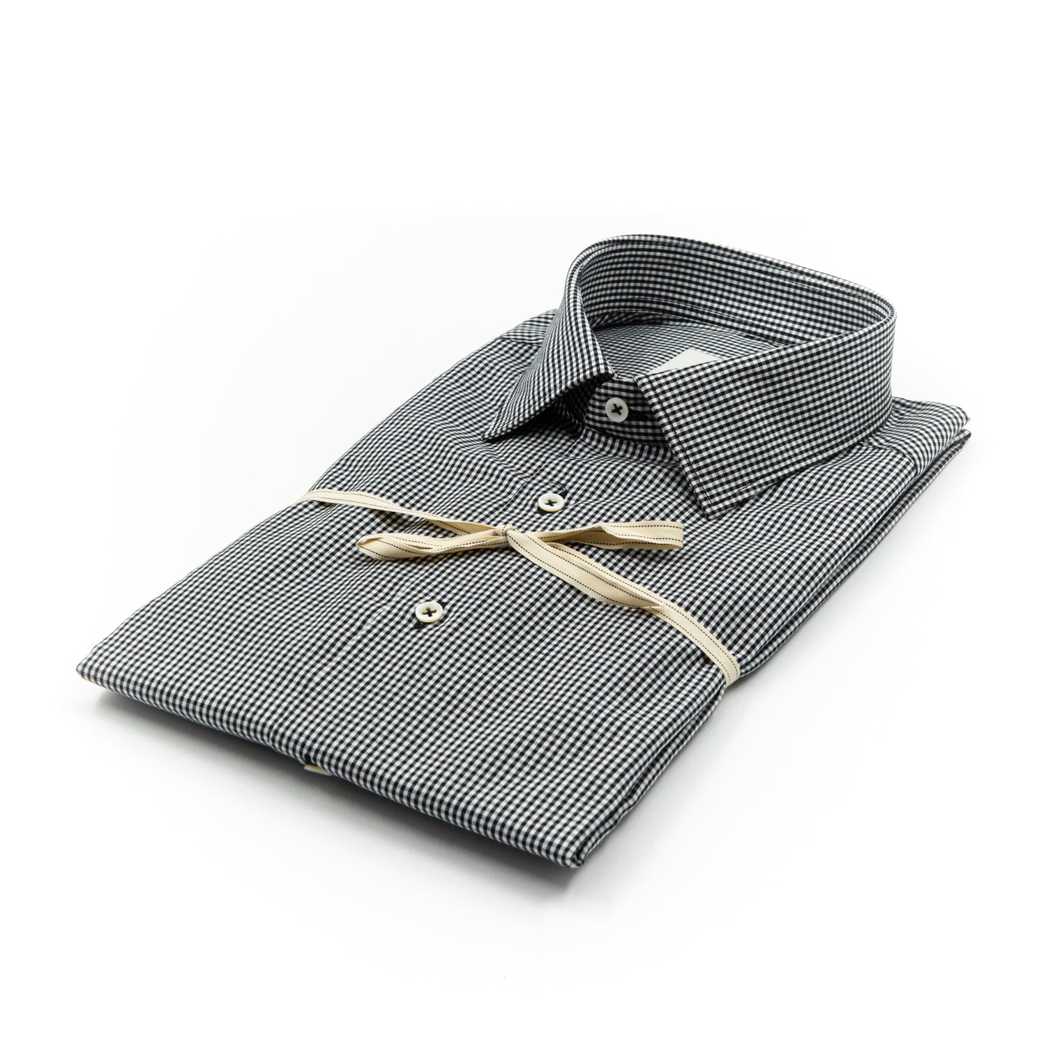 Camicia a Quadretti Neri e Bianchi in Cotone