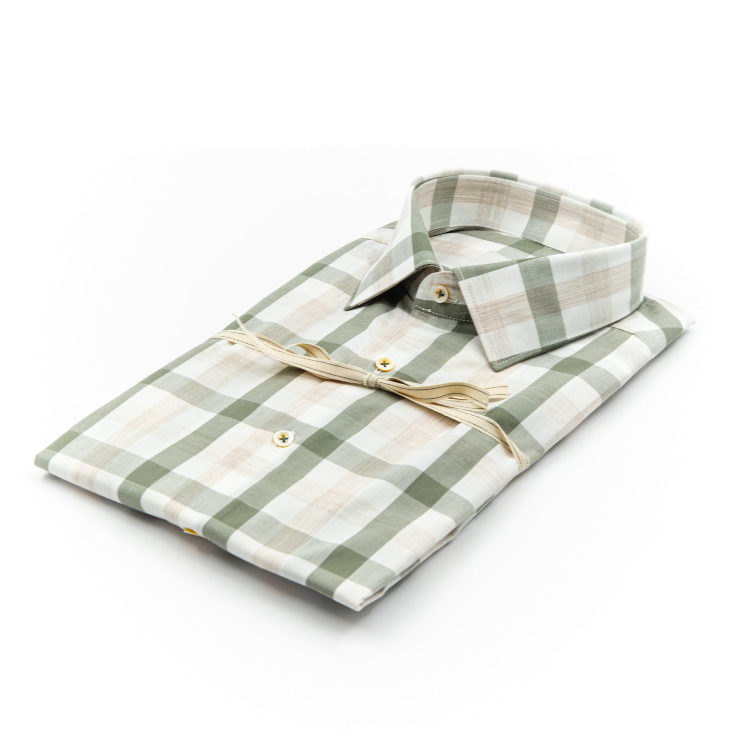 Camicia Quadri Verde Salvia e Beige