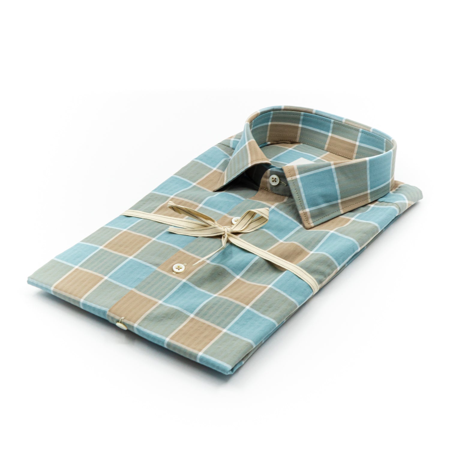 Camicia Quadri Verde Acqua e Beige