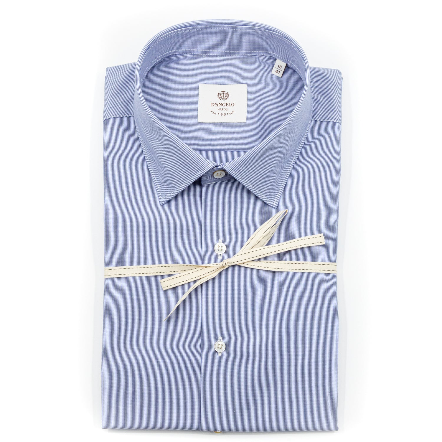 Camicia Riga Fine Azzurra con Collo Classico