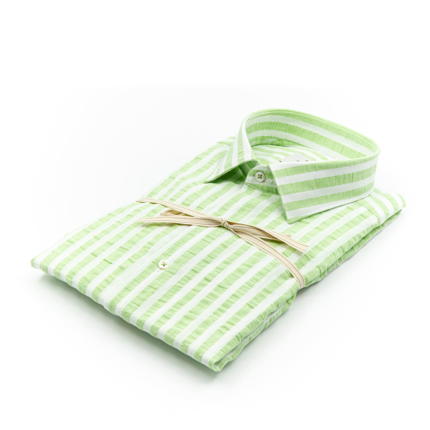Camicia Righe Verdi e Bianche in Cotone Leggero