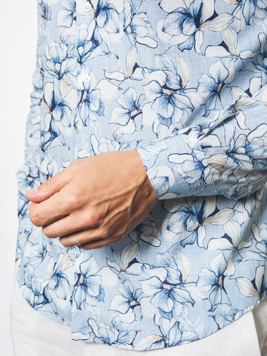 Camicia Fantasia Floreale Azzurro