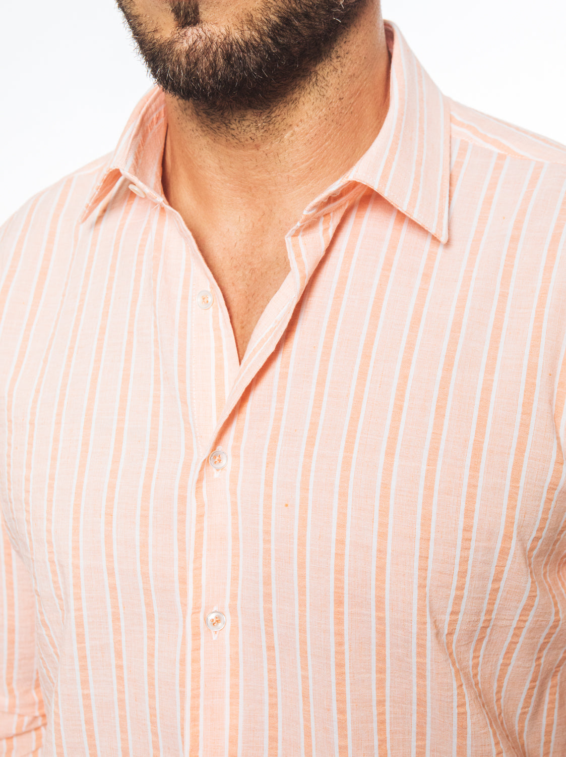 Camicia Righe Arancio Chiaro in Cotone Leggero