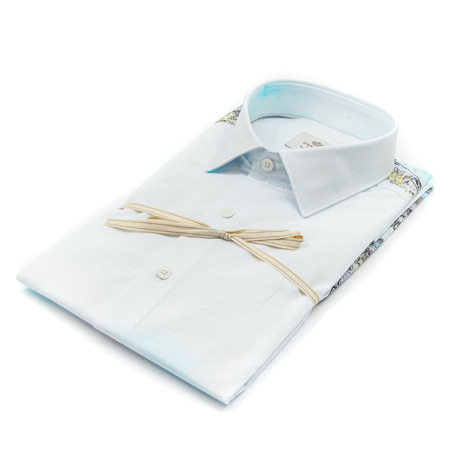 Camicia Bianca con Dettagli Interni Fantasia