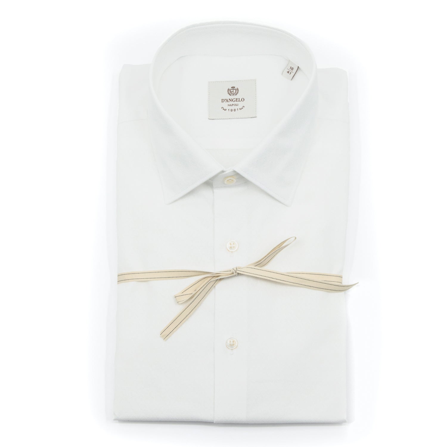 Camicia Bianca in Cotone Jacquard