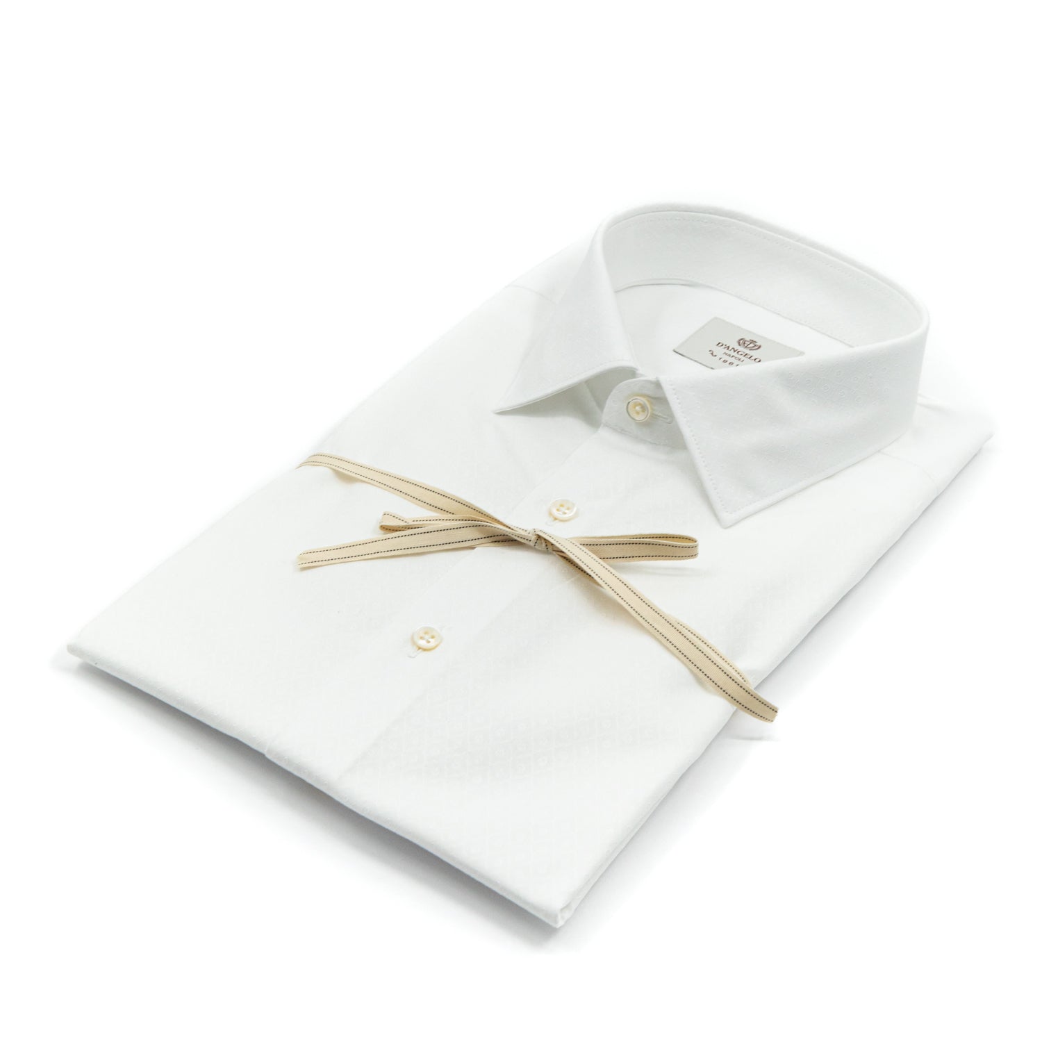 Camicia Bianca in Cotone Jacquard