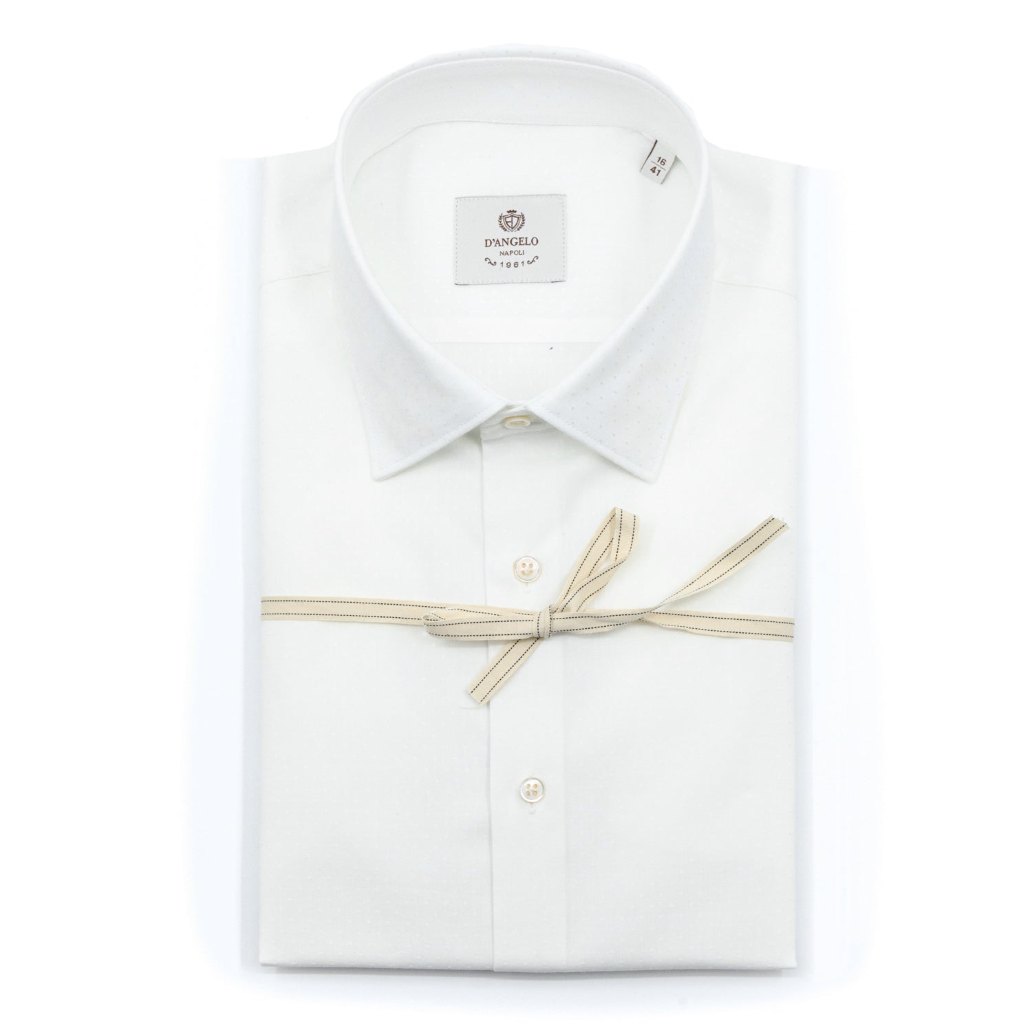 Camicia Bianca Microfantasia Tono su Tono