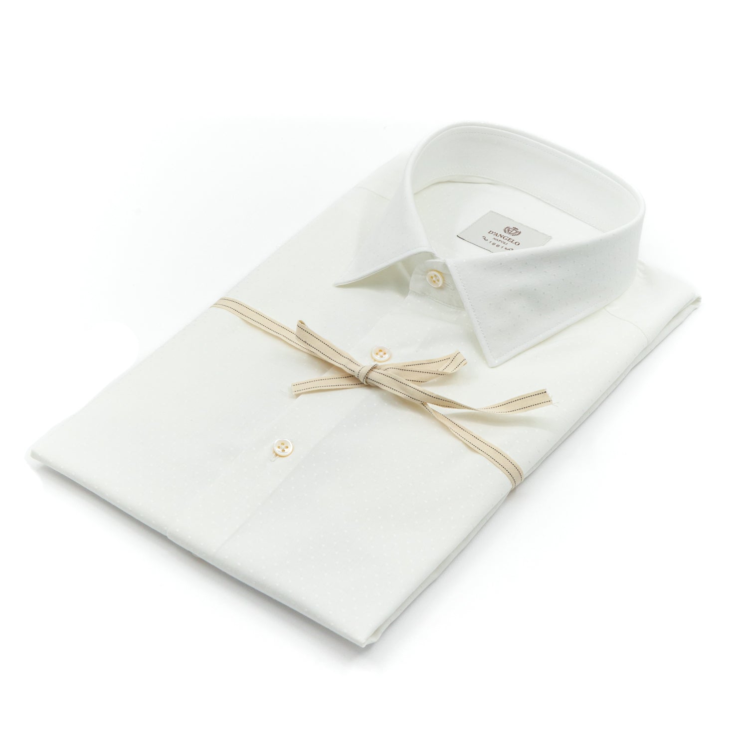 Camicia Bianca Microfantasia Tono su Tono