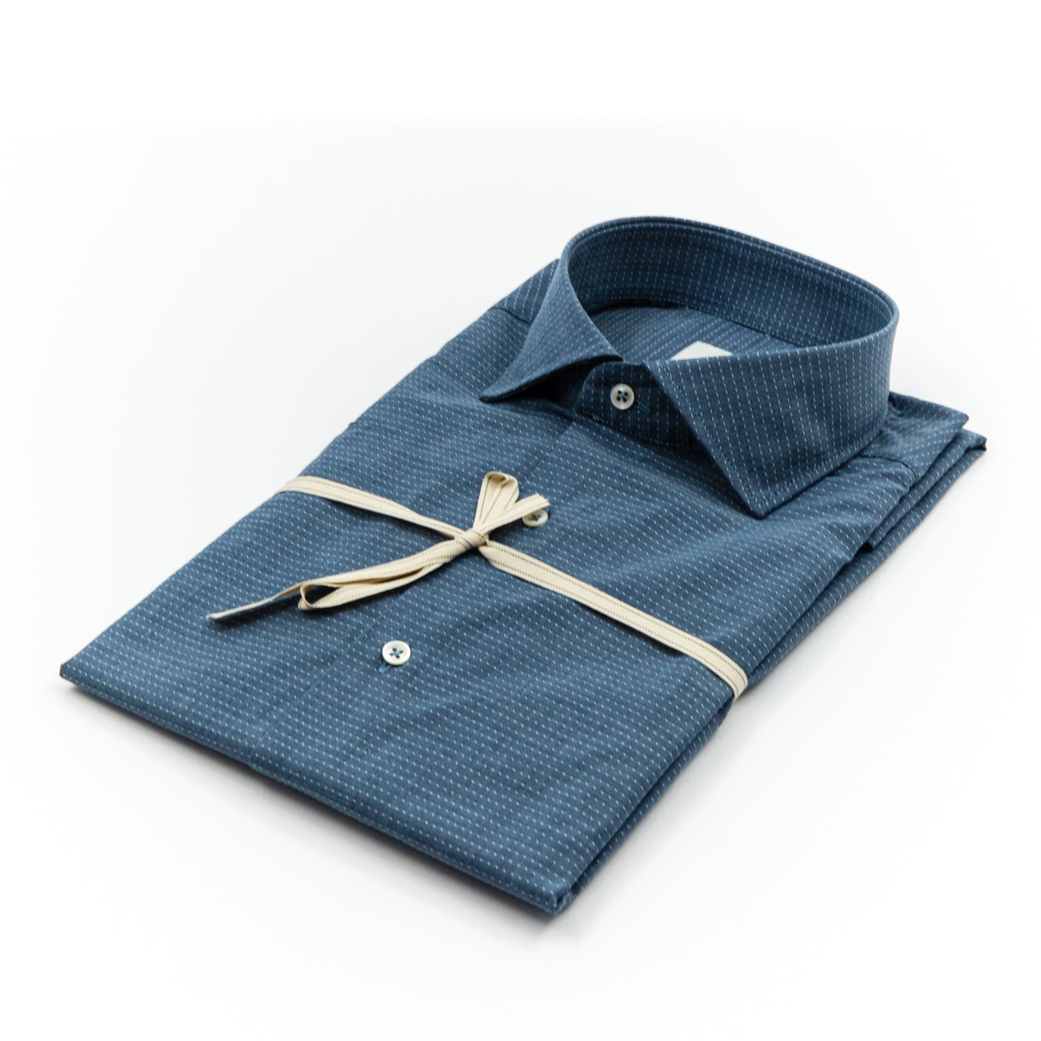 Camicia Blu con Micro Fantasia