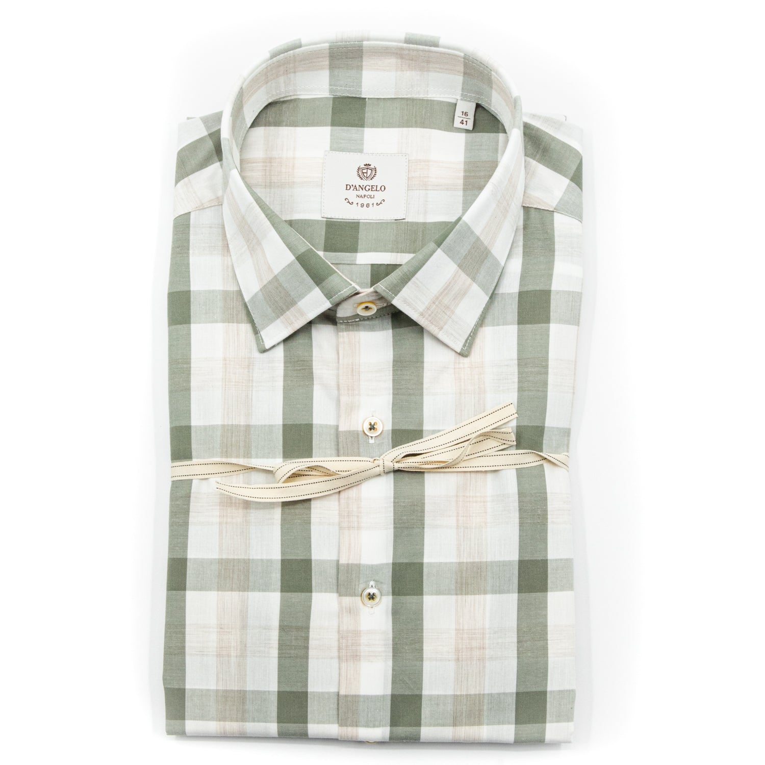 Camicia Quadri Verde Salvia e Beige