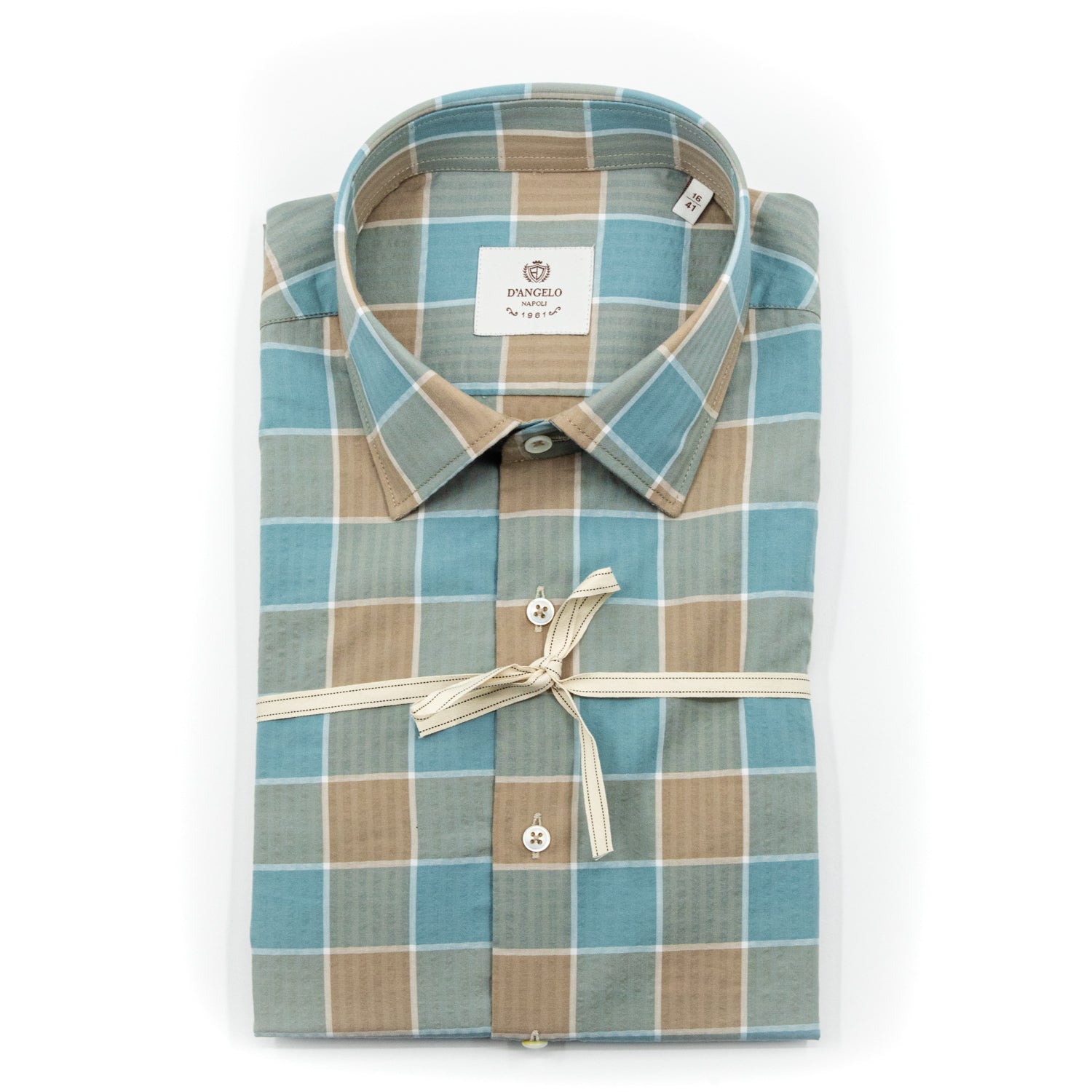 Camicia Quadri Verde Acqua e Beige