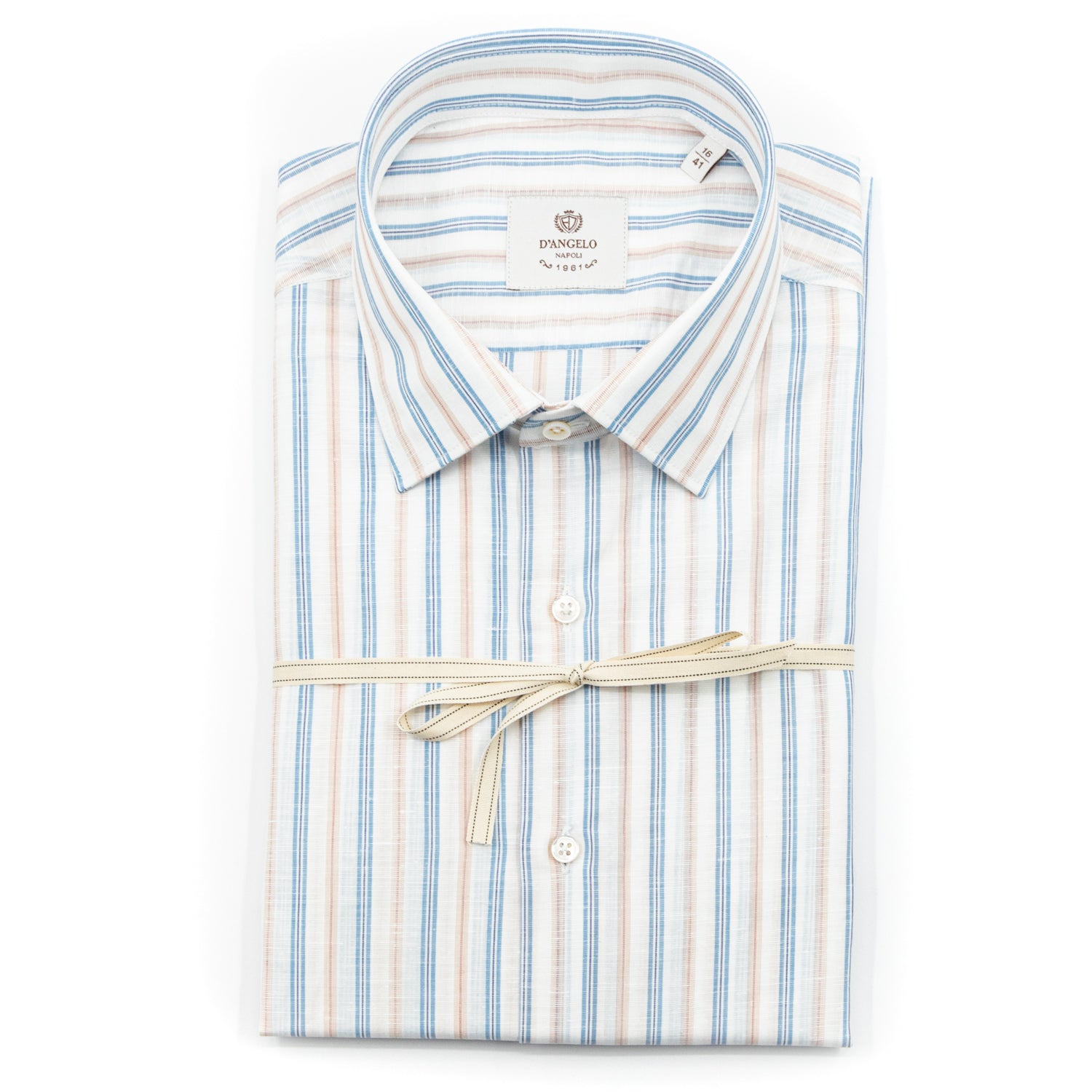 Camicia a Righe Multicolor Azzurro e Sabbia