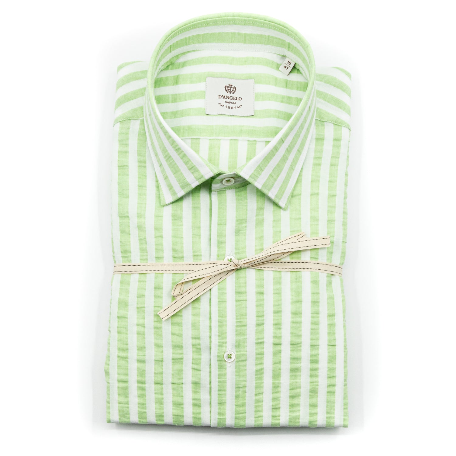 Camicia Righe Verdi e Bianche in Cotone Leggero