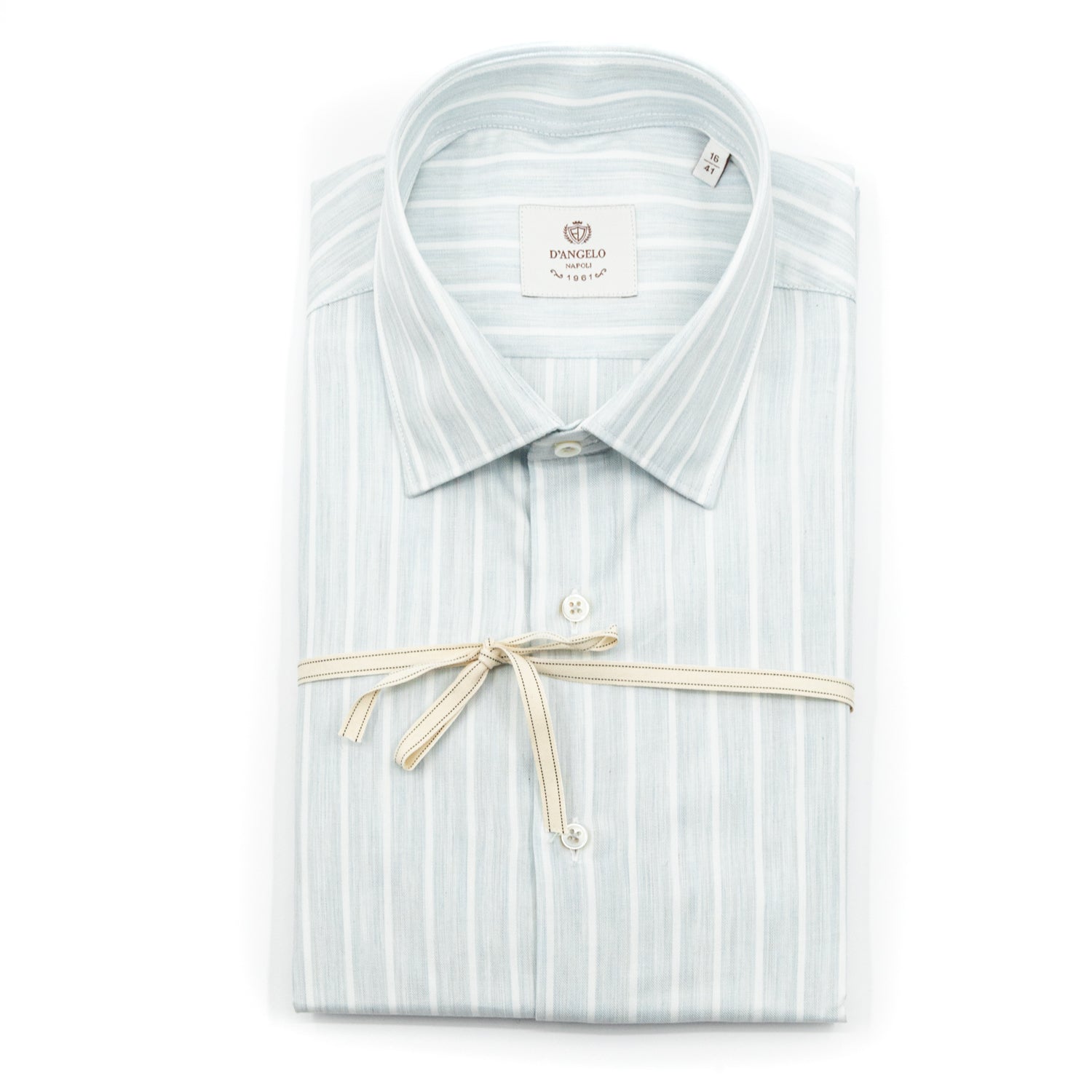Camicia a Righe Verde Acqua in Cotone