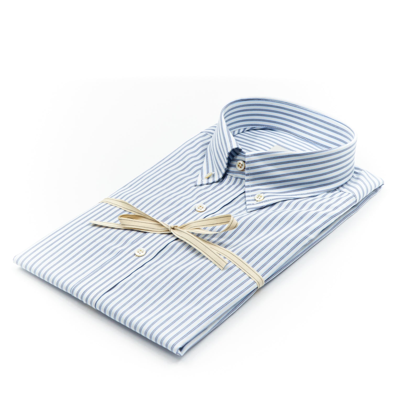 Camicia a Righe Azzurre con Colletto Button-Down in Cotone