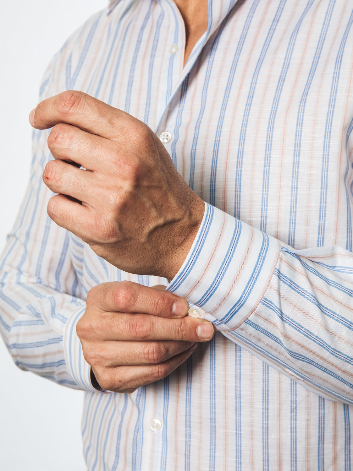 Camicia a Righe Multicolor Azzurro e Sabbia