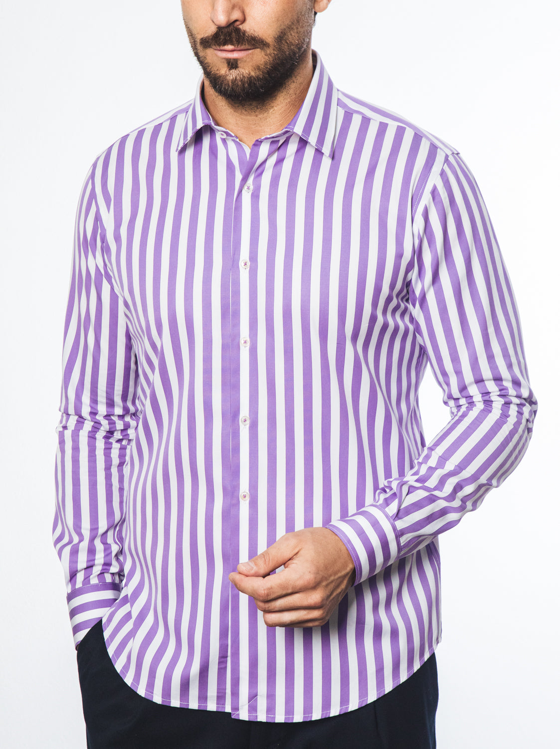 Camicia Righe Viola e Bianco