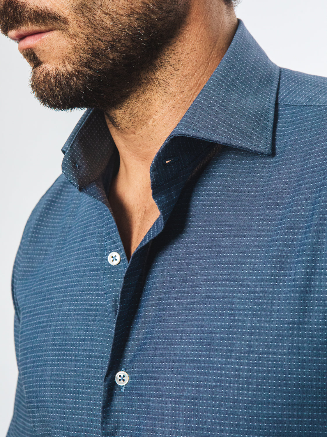 Camicia Blu con Micro Fantasia