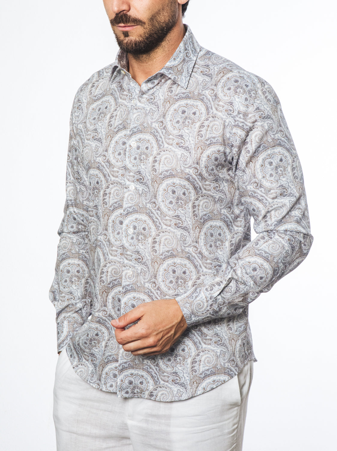 Camicia Fantasia Paisley Azzurro