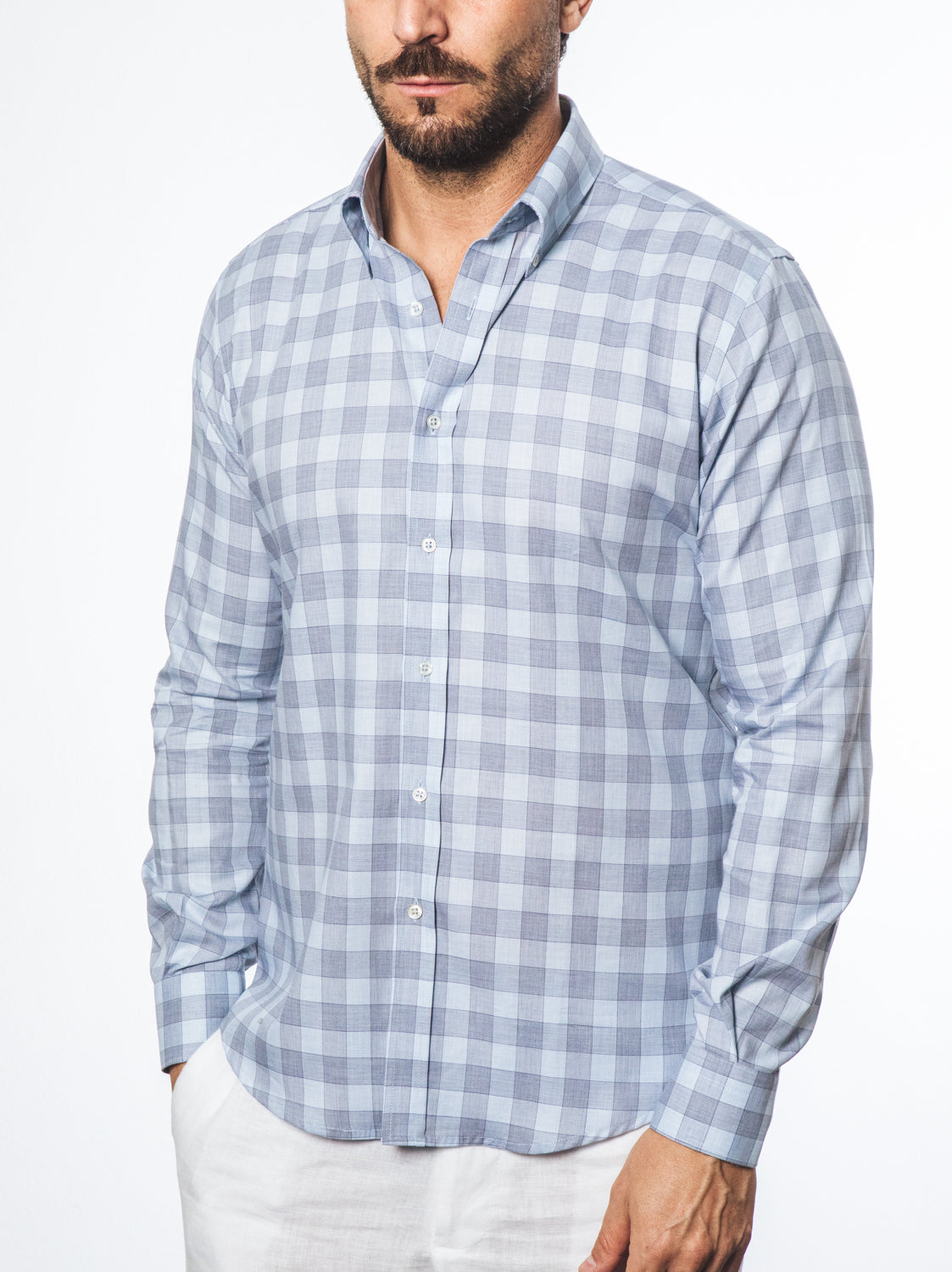Camicia Quadri Azzurro e Grigio