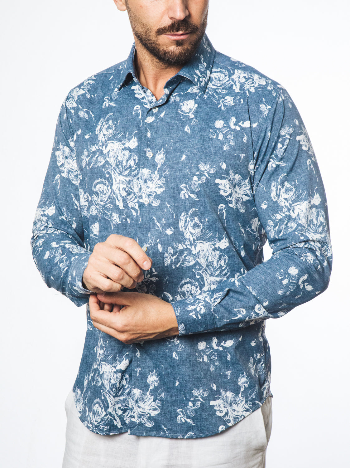 Camicia Fantasia Artistica Blu Denim