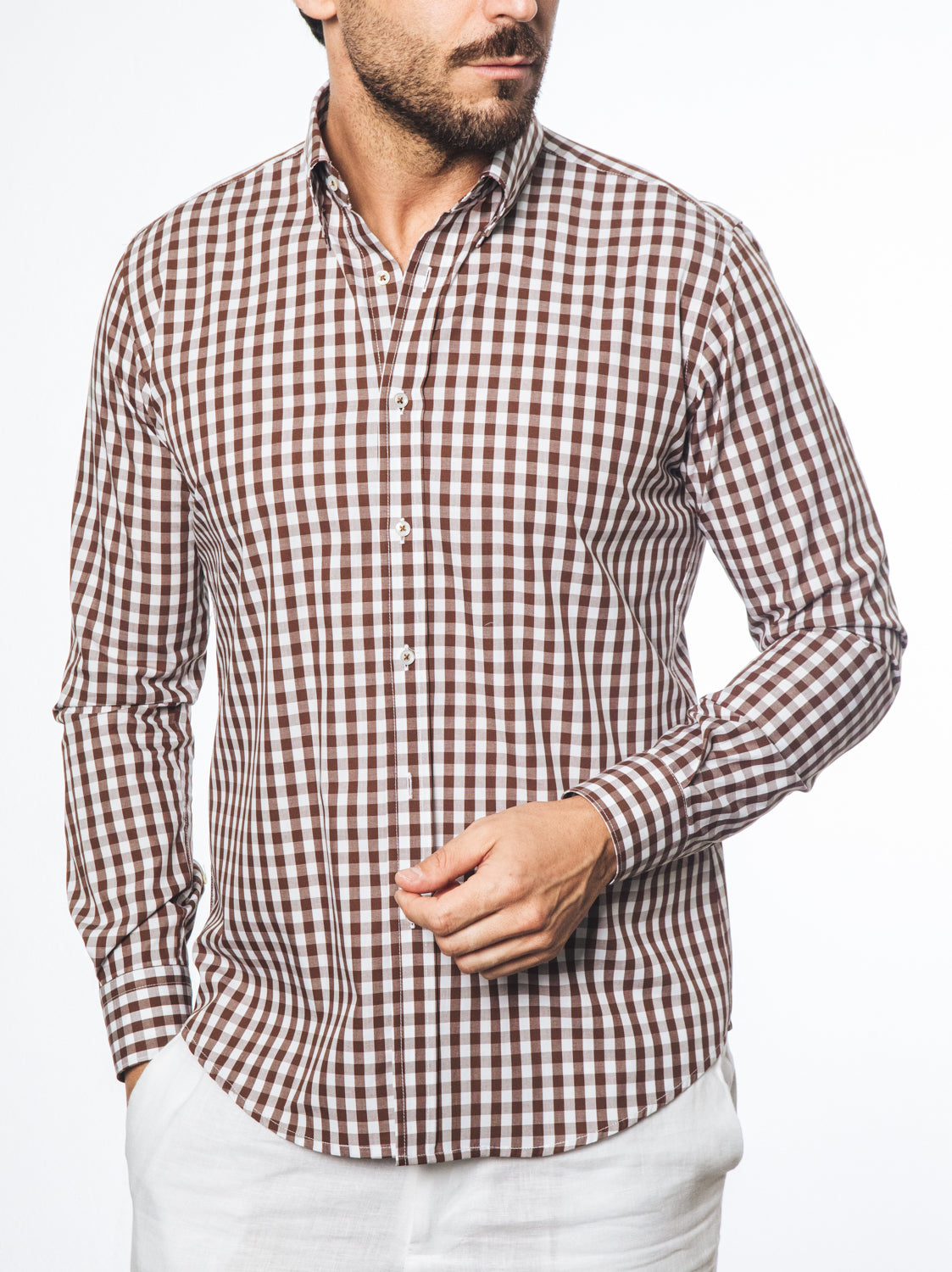 Camicia Quadri Marrone e Bianco