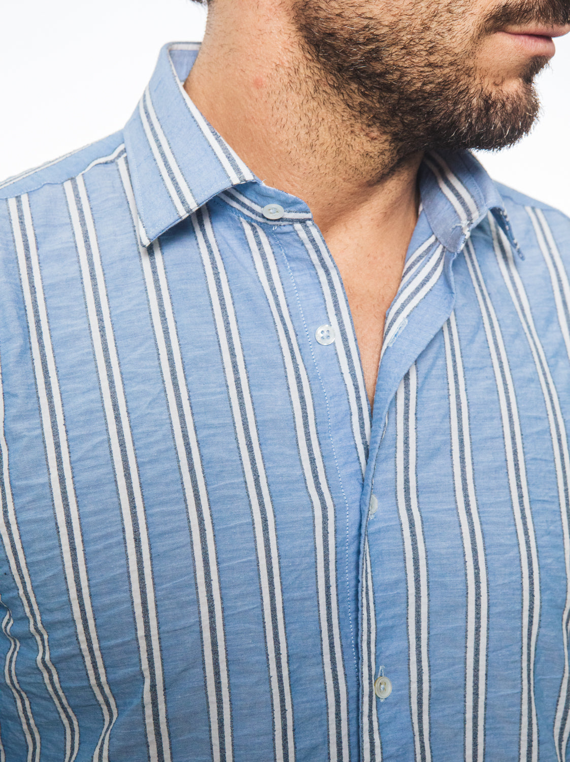 Camicia a Righe Azzurra in Cotone